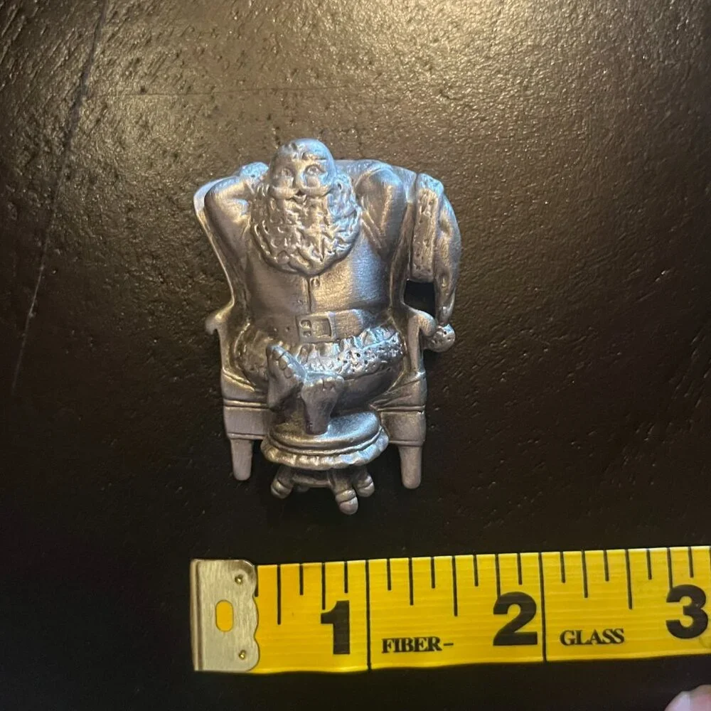 Vintage Pewter Santa Sitting on Chair Pin AJC